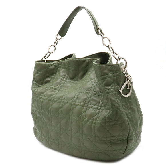 Dior Christian  Cannage Bag Moss Leather  Shoulder Lady Green - Picture 1 of 7